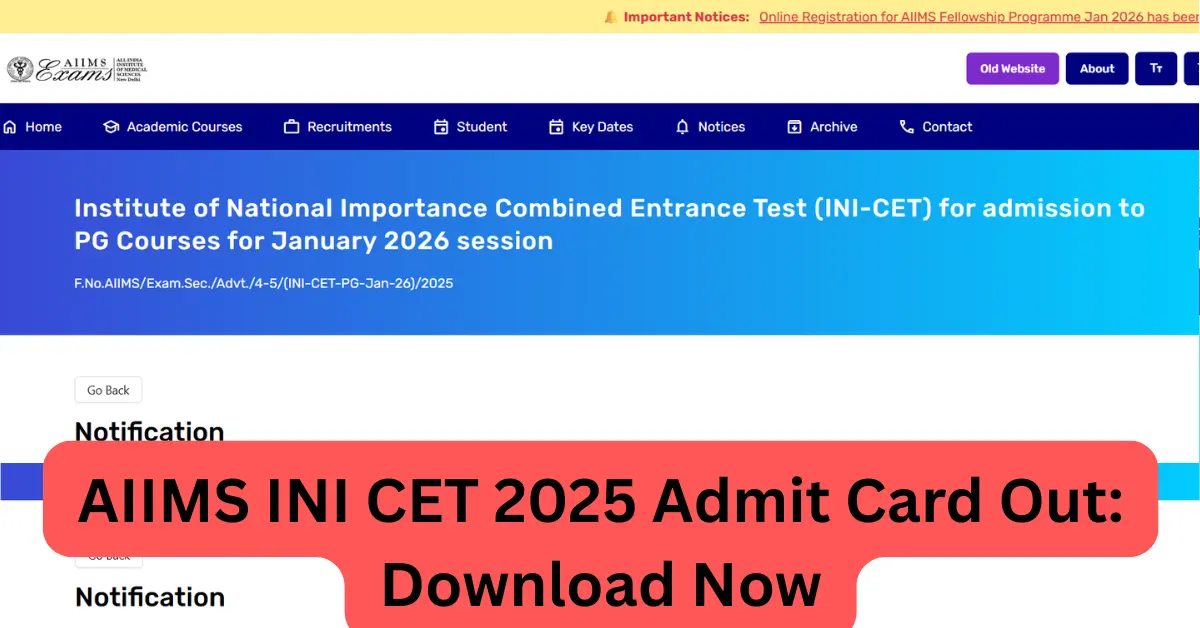 AIIMS INI CET Admit Card 2025